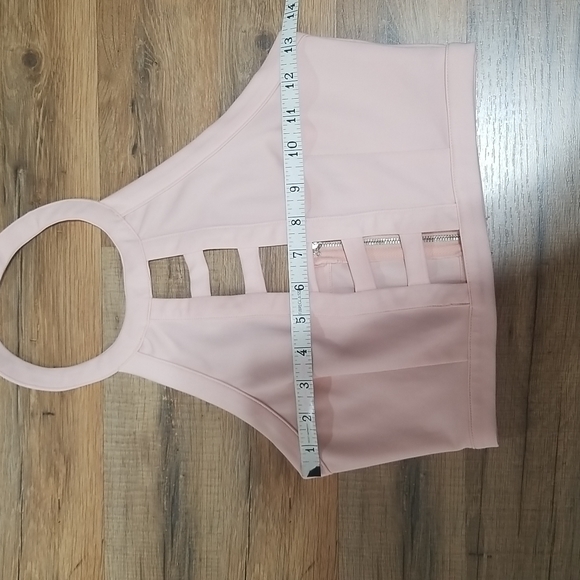 TOBI Baby Pink Halter Crop Top with Cut Outs and exposed back zipper - Picture 9 of 11
